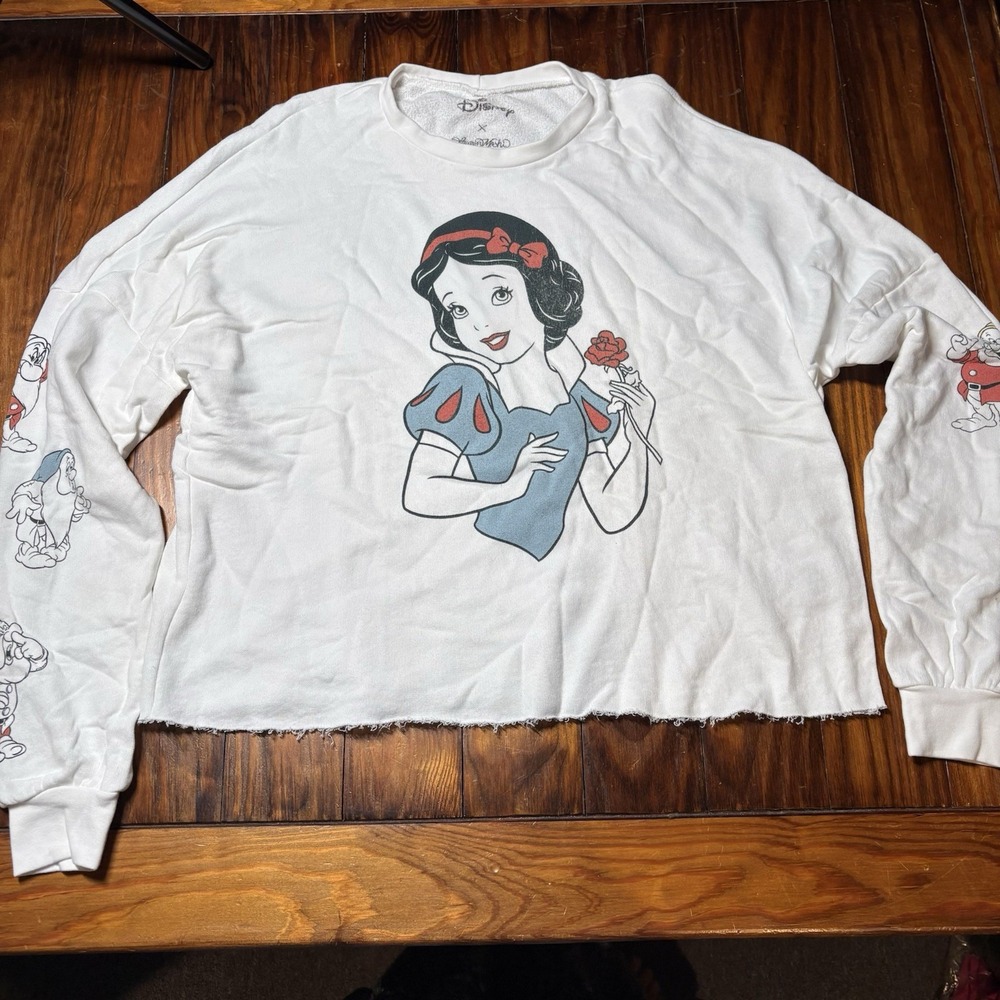 Lauren Moshi Disney Snow White Pullover Crop Sweatshirt S A1246